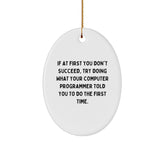 Computer Programmer Oval Ornament Funny Quote Gifts for Men from Friends - Image 1